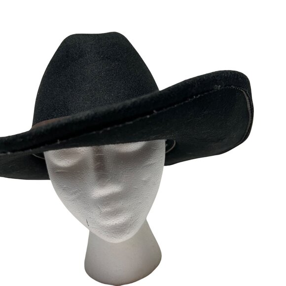 Frye Black Wool Western Cowboy Hat With Brown Leather Band Unisex - Picture 7 of 9